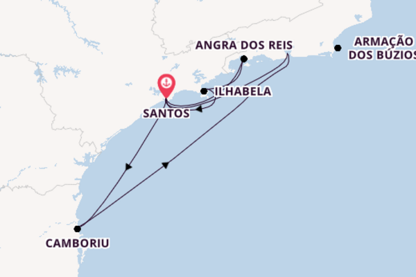 Brazil from Santos, Brazil with the Costa Pacifica