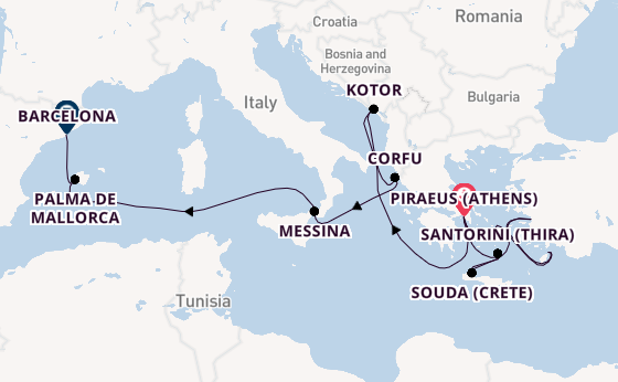 Mediterranean from Piraeus (Athens), Greece with the Oosterdam