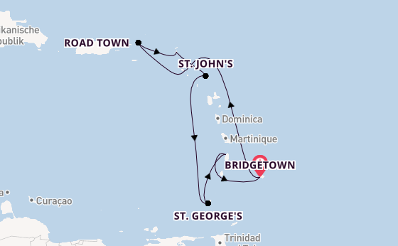 Südliche Karibik ab Bridgetown, Barbados auf der Iona