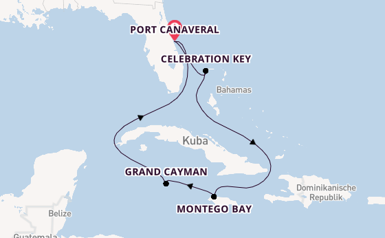 Karibik ab Port Canaveral, USA auf der Carnival Vista