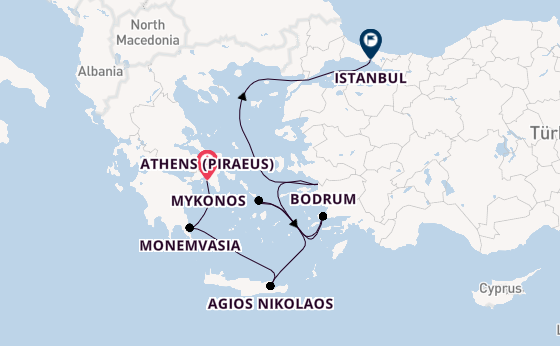 Eastern Mediterranean from Athens (Piraeus), Greece with the Seabourn Ovation 