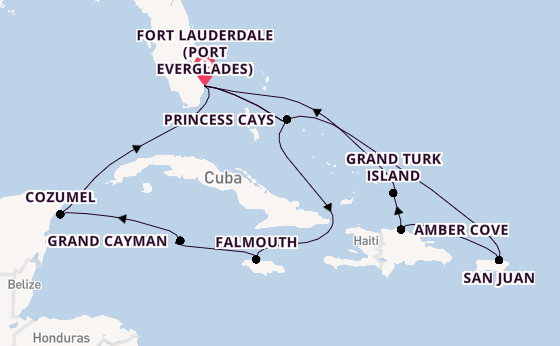 Caribbean from Fort Lauderdale (Port Everglades), Florida, USA with the Sky Princess 