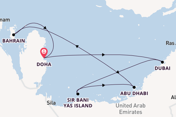 Arabian Gulf from Doha, Qatar with the Celestyal Journey