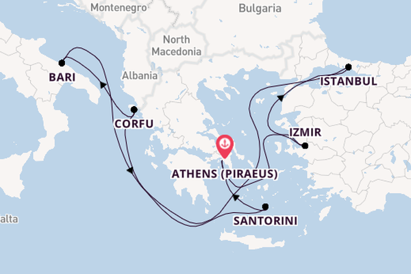 Mediterranean Sea from Athens (Piraeus), Greece with the MSC Sinfonia