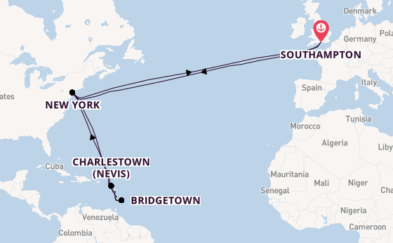Transatlantic from Southampton, England with the Queen Mary 2