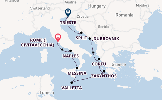 Mediterranean from Rome (Civitavecchia), Italy with the Nieuw Amsterdam