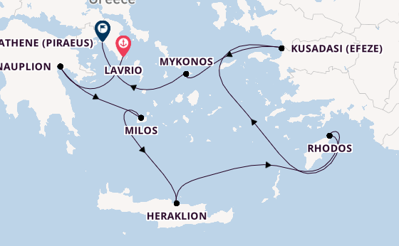 Oostelijke Middellandse Zee vanaf Lavrio, Griekenland met de Silver Nova