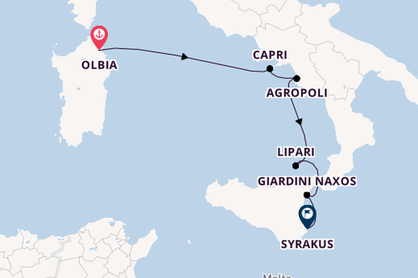 Westliches Mittelmeer ab Olbia, Italien auf der SEA CLOUD