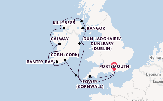 British Isles from Portsmouth, England, United Kingdom with the Azamara Quest