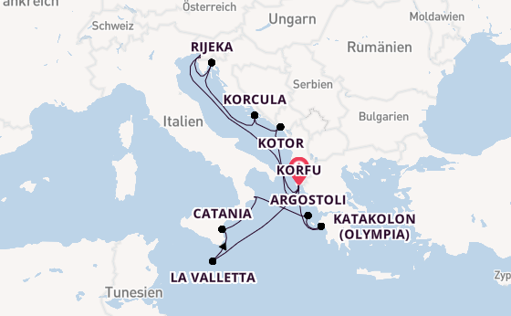 Mittelmeer ab Korfu, Griechenland auf AIDAblu