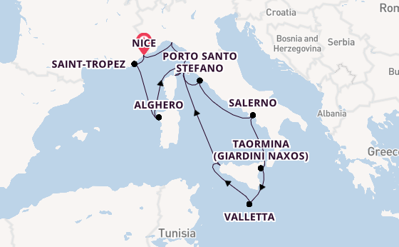 Western Mediterranean from Nice, France with the Silver Shadow