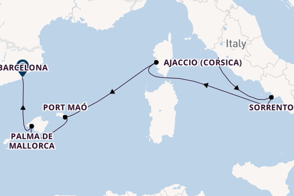 Westelijke Middellandse Zee vanaf Civitavecchia (Rome), Italië met de EXPLORA I
