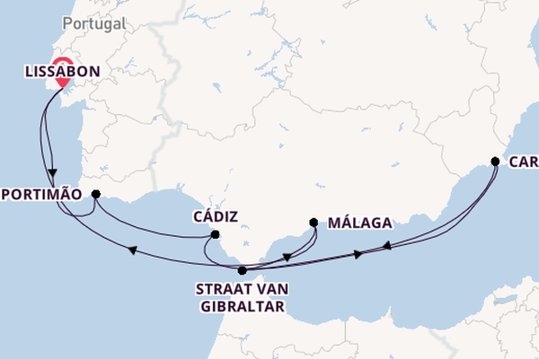 Middellandse Zee vanaf Lissabon, Portugal met de Silver Spirit
