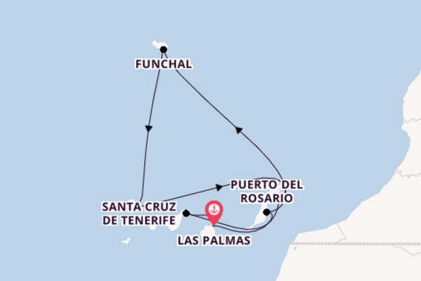 Geniet van een 8daagse cruise naar Las Palmas