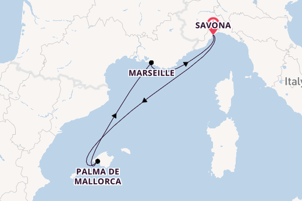 Westelijke Middellandse Zee vanaf Savona, Italië met de Costa Diadema