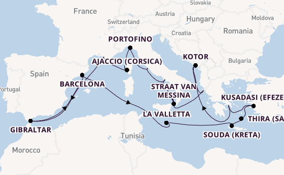 Middellandse Zee vanaf Athene (Piraeus), Griekenland met de Oosterdam