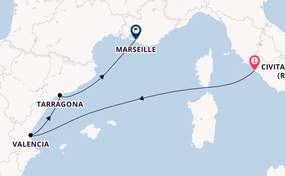Westliches Mittelmeer ab Civitavecchia (Rom), Italien auf der MSC Sinfonia