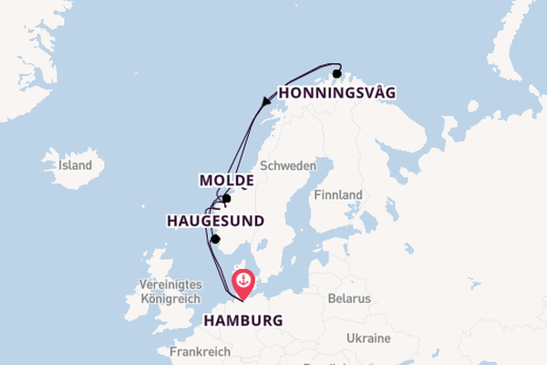Norwegen ab Hamburg, Deutschland auf der Mein Schiff Relax