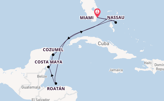 Caribbean vanaf Miami, Verenigde Staten met de MSC World America