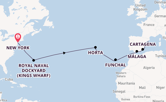 trans-Atlantisch vanaf New York, Verenigde Staten met de Seven Seas Prestige