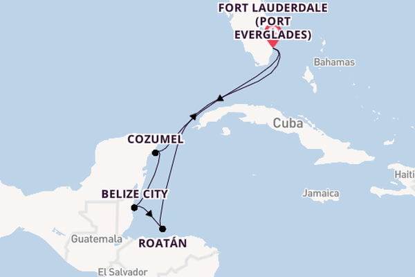 Western Caribbean from Fort Lauderdale (Port Everglades), Florida, USA with the Sun Princess