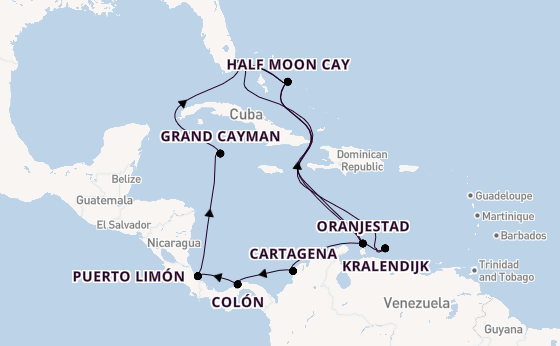 Caribbean vanaf Fort Lauderdale, Verenigde Staten met de Oosterdam