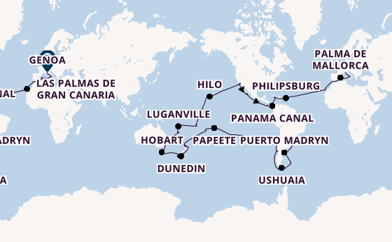 World Cruise from Buenos Aires, Argentina with the MSC Magnifica