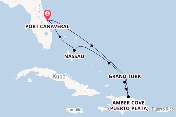 Karibik ab Port Canaveral, USA auf der Mardi Gras