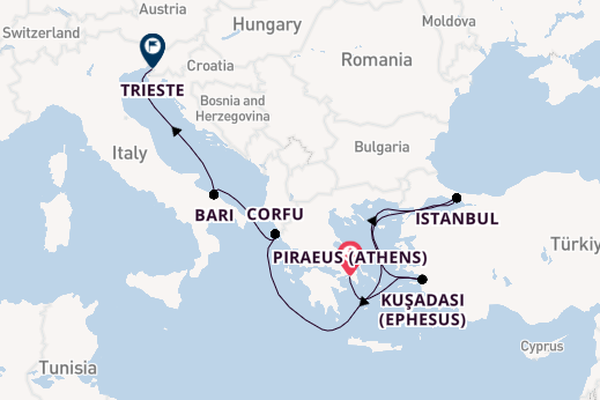 Mediterranean from Piraeus (Athens), Greece with the MSC Fantasia