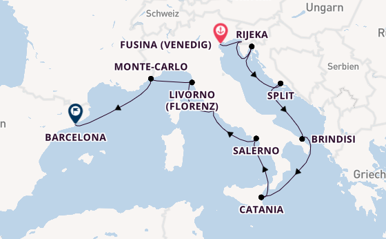 Mittelmeer ab Fusina (Venedig) auf der Seven Seas Voyager