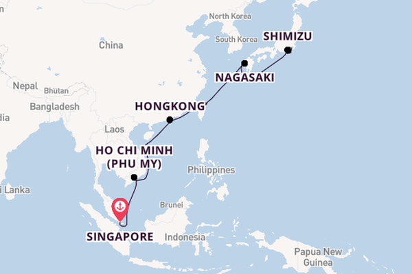Oost-Azië vanaf Singapore, Singapore met de Celebrity Millennium