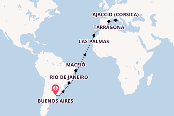 trans-Atlantisch vanaf Buenos Aires, Argentinië met de MSC Splendida