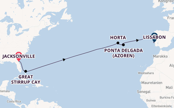 Transatlantik ab Jacksonville, Florida USA auf der Norwegian Dawn