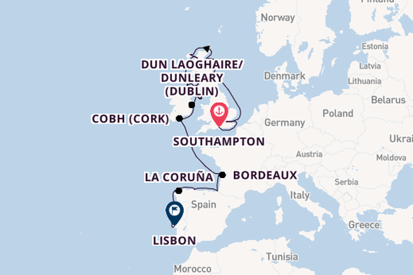 British Isles from Southampton, England with the Marina