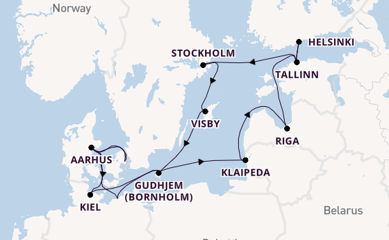 Baltic Sea from Copenhagen, Denmark with the Caribbean Princess