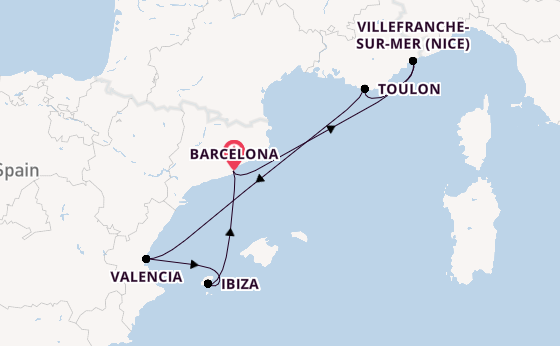 Western Mediterranean from Barcelona, Spain with the Resilient Lady