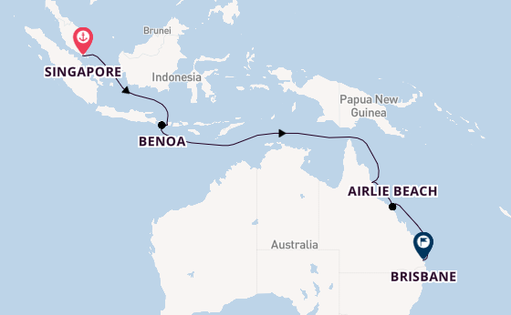 Australia from Singapore, Singapore with the Carnival Luminosa