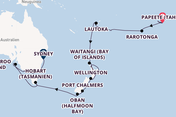 Australien und Neuseeland ab Papeete (Tahiti), Französisch-Polynesien auf der VASCO DA GAMA