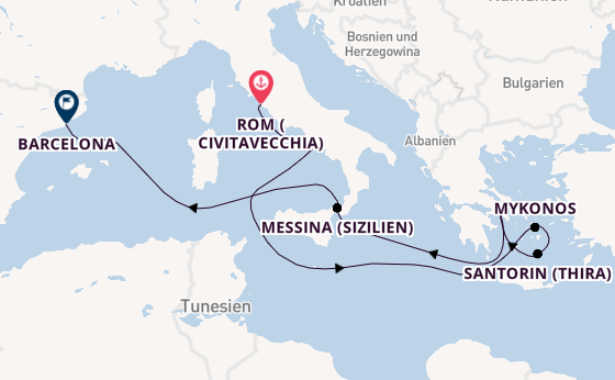 Mittelmeer ab Civitavecchia (Rom), Italien auf der Mariner of the Seas