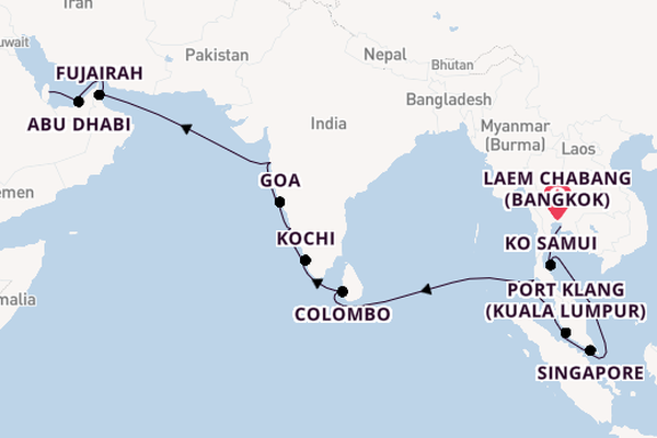 South East Asia from Laem Chabang (Bangkok), Thailand with the Seven Seas Navigator