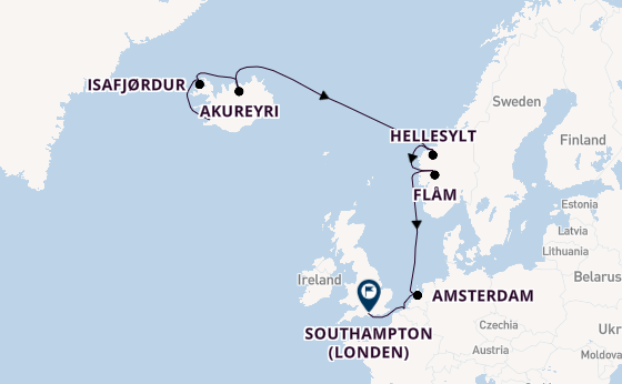 Noorwegen vanaf Reykjavik, IJsland met de Norwegian Prima
