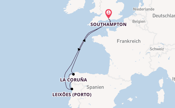 England ab Southampton, Großbritannien auf der Queen Victoria