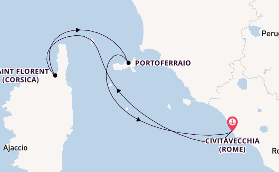 Westelijke Middellandse Zee vanaf Civitavecchia (Rome), Italië met de Royal Clipper