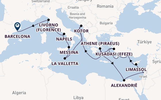 Middellandse Zee vanaf Athene (Piraeus), Griekenland met de Rotterdam