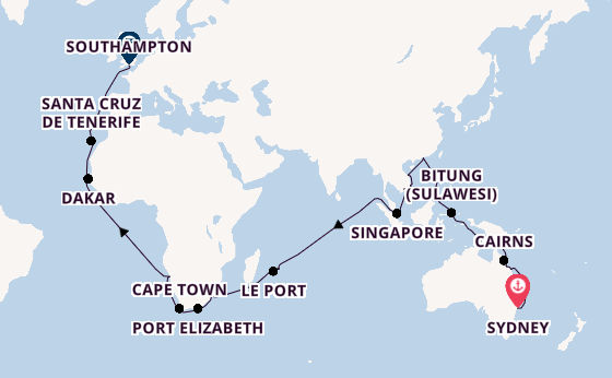 Southeast Asia from Sydney, Australia with the Queen Victoria