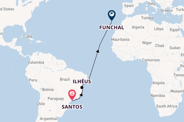 Brazilië vanaf Santos, Brazilië met de MSC Preziosa