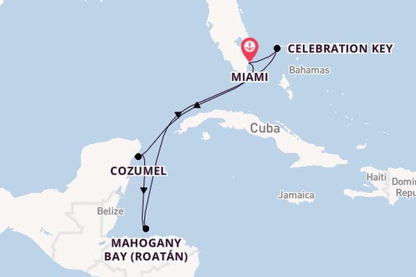 Western Caribbean from Miami, Florida, USA with the Carnival Magic