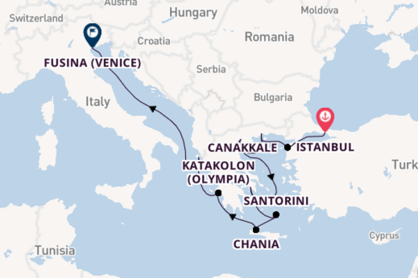 14 day journey from Istanbul to Fusina (Venice)