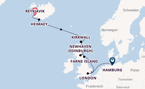 Vereinigtes Königreich ab Reykjavik, Island auf der HANSEATIC spirit