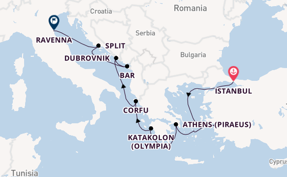 Eastern Mediterranean from Istanbul, Turkey with the Norwegian Viva